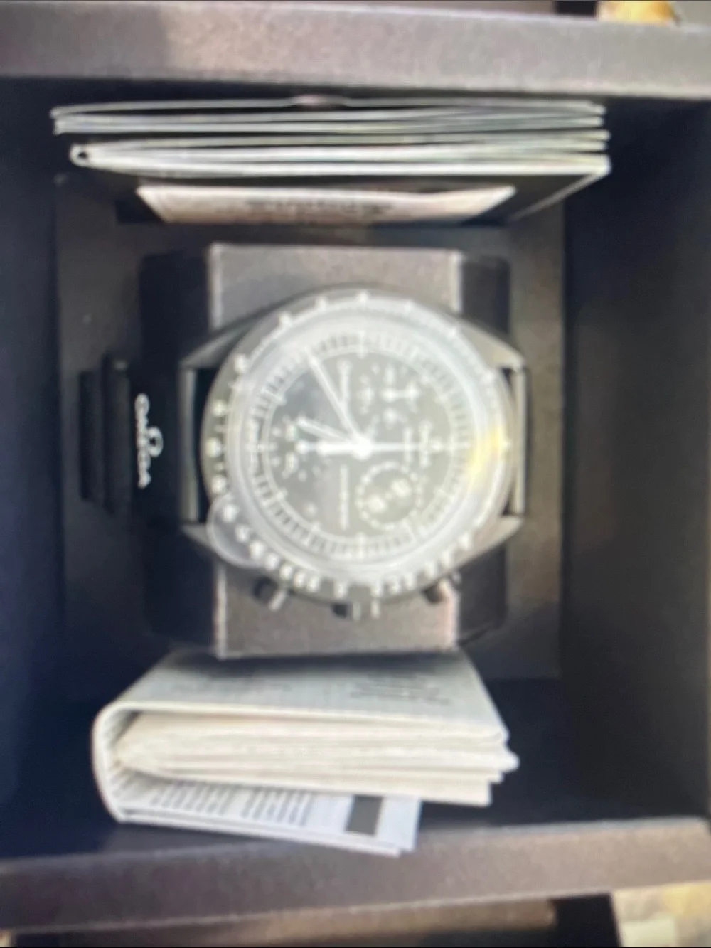 . Omega x Swatch Speedmaster MoonSwatch Black Chronograph Watch Strap
